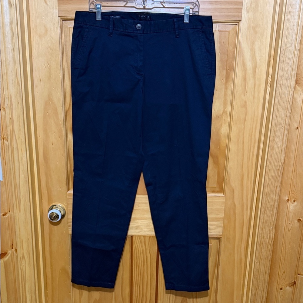 Talbots Navy Blue Relaxed Fit Chinos, Size 10.